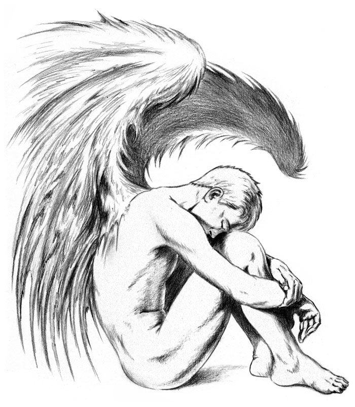Fallen Angel Tattoo Sketches Sketch Coloring Page